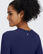 G4Free Activewear - BareFeel Slim High Crew Neck Cropped Long Sleeve -GF24B234EA-S-GF24B234EB-M-GF24B234EC-L-GF24B234ED-XL-GF24B234AA-S