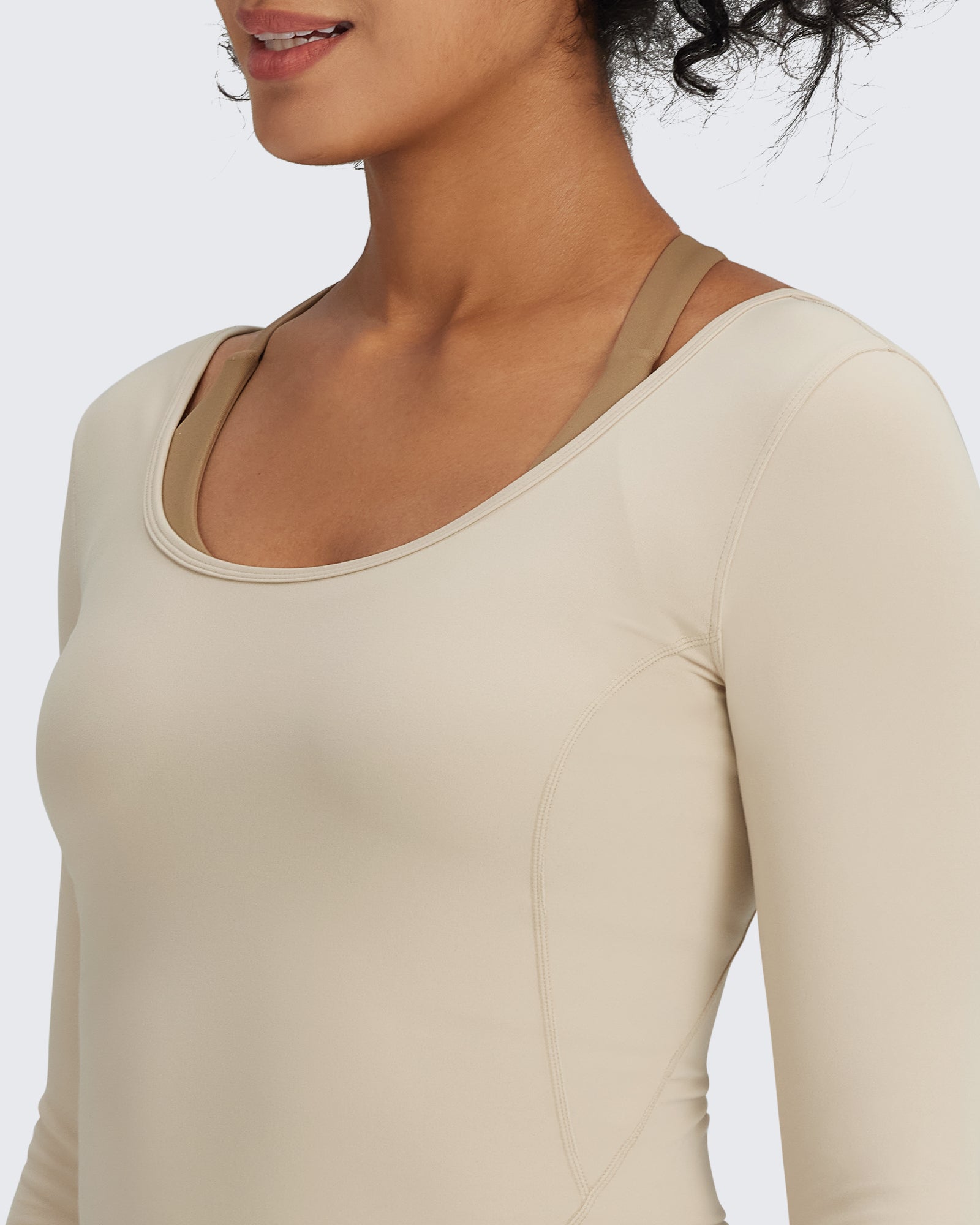 G4Free Activewear - BareFeel Slim Scoop Neck Open Back Long Sleeve -GF24B233AA-S-GF24B233AB-M-GF24B233AC-L-GF24B233AD-XL-GF24B233AF-XS