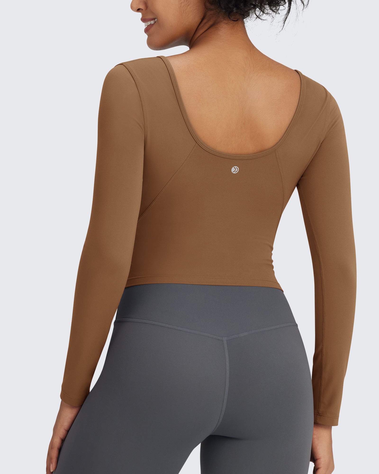 G4Free Activewear - BareFeel Slim Scoop Neck Open Back Long Sleeve -GF24B233AA-S-GF24B233AB-M-GF24B233AC-L-GF24B233AD-XL-GF24B233AF-XS