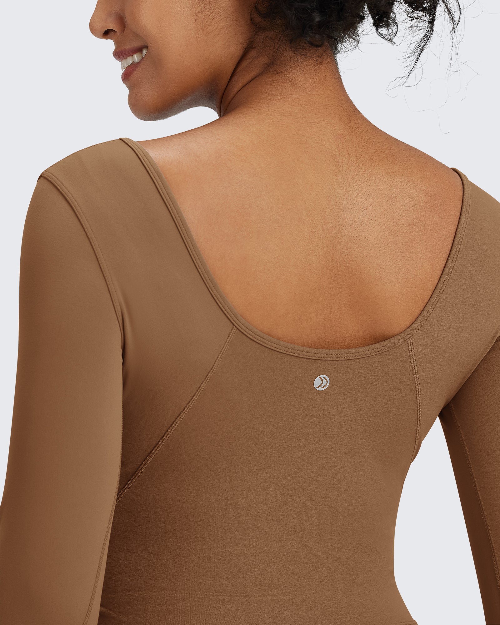 G4Free Activewear - BareFeel Slim Scoop Neck Open Back Long Sleeve -GF24B233AA-S-GF24B233AB-M-GF24B233AC-L-GF24B233AD-XL-GF24B233AF-XS