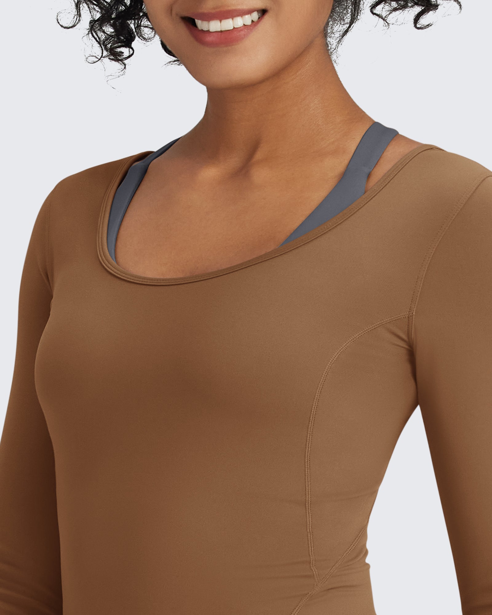 G4Free Activewear - BareFeel Slim Scoop Neck Open Back Long Sleeve -GF24B233AA-S-GF24B233AB-M-GF24B233AC-L-GF24B233AD-XL-GF24B233AF-XS