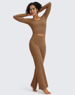 G4Free Activewear - BareFeel Slim Scoop Neck Open Back Long Sleeve -GF24B233AA-S-GF24B233AB-M-GF24B233AC-L-GF24B233AD-XL-GF24B233AF-XS