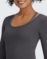 G4Free Activewear - BareFeel Slim Scoop Neck Open Back Long Sleeve -GF24B233AA-S-GF24B233AB-M-GF24B233AC-L-GF24B233AD-XL-GF24B233AF-XS