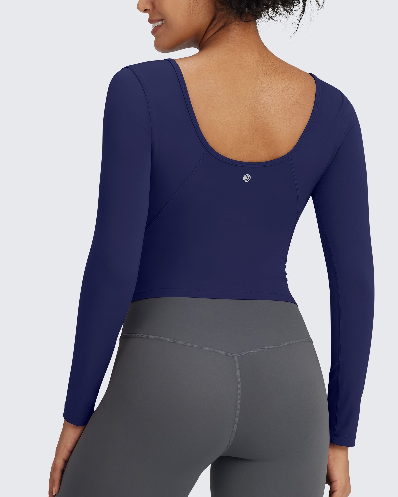 G4Free Activewear - BareFeel Slim Scoop Neck Open Back Long Sleeve -GF24B233AA-S-GF24B233AB-M-GF24B233AC-L-GF24B233AD-XL-GF24B233AF-XS