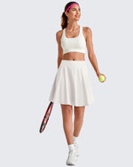 G4Free Activewear - Built-in Shorts Knee Length Tennis Skirts 20" -GF25H432AA-S-GF25H432AB-M-GF25H432AC-L-GF25H432AD-XL-GF25H432AE-XXL