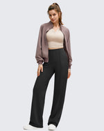 G4Free Activewear - Business Front Pleats Wide Leg Fleece Lined Pants -GF25J619AA-S-GF25J620AA-S-GF25J621AA-S-GF25J619AB-M-GF25J620AB-M