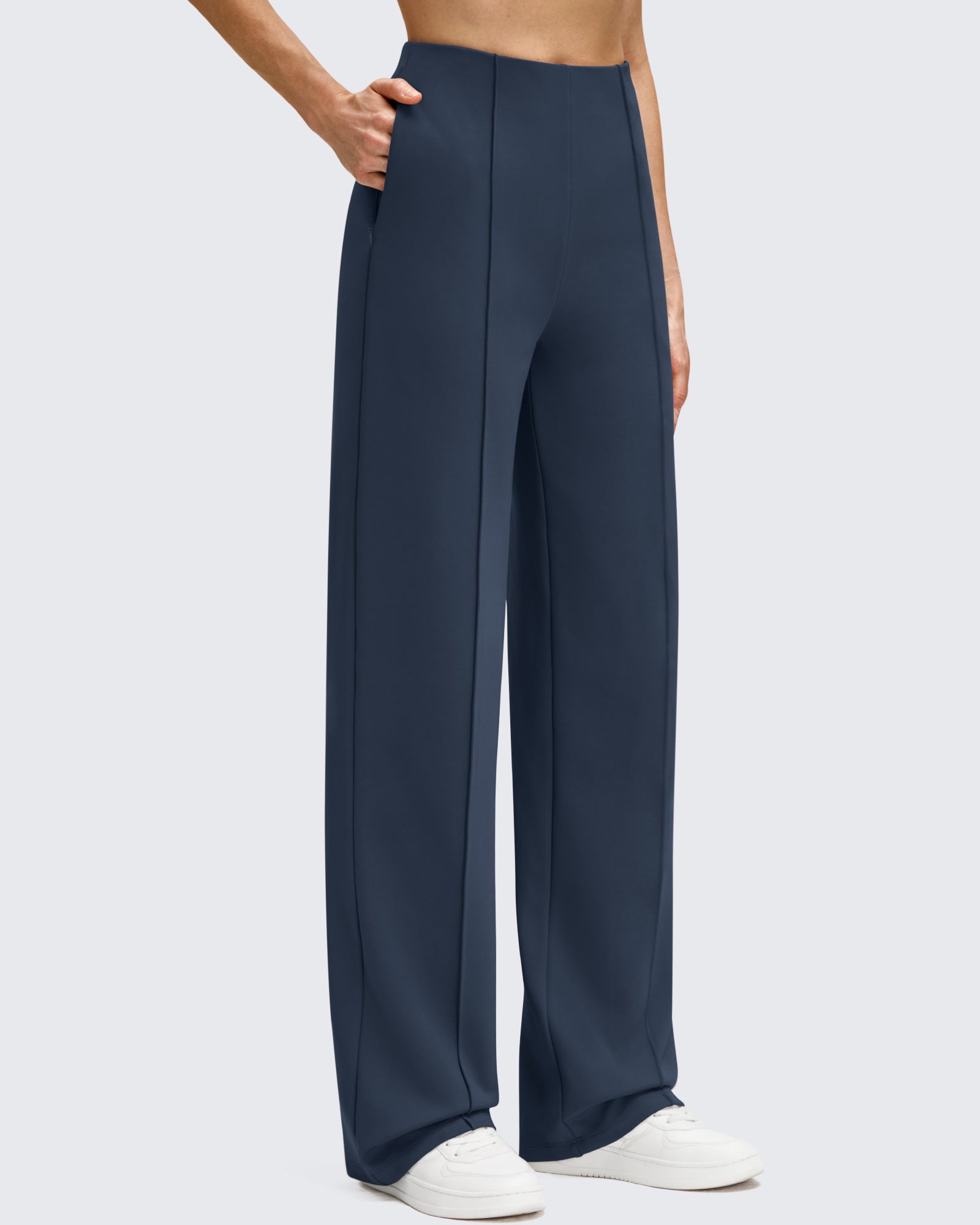 G4Free Activewear - Business Front Pleats Wide Leg Fleece Lined Pants -GF25J619AA-S-GF25J620AA-S-GF25J621AA-S-GF25J619AB-M-GF25J620AB-M