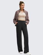 G4Free Activewear - Business Front Pleats Wide Leg Fleece Lined Pants -GF25J619AF-XS-GF25J620AF-XS-GF25J621AF-XS-GF25J619AA-S-GF25J620AA-S