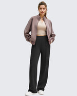 G4Free Activewear - Business Front Pleats Wide Leg Fleece Lined Pants -GF25J619AF-XS-GF25J620AF-XS-GF25J621AF-XS-GF25J619AA-S-GF25J620AA-S