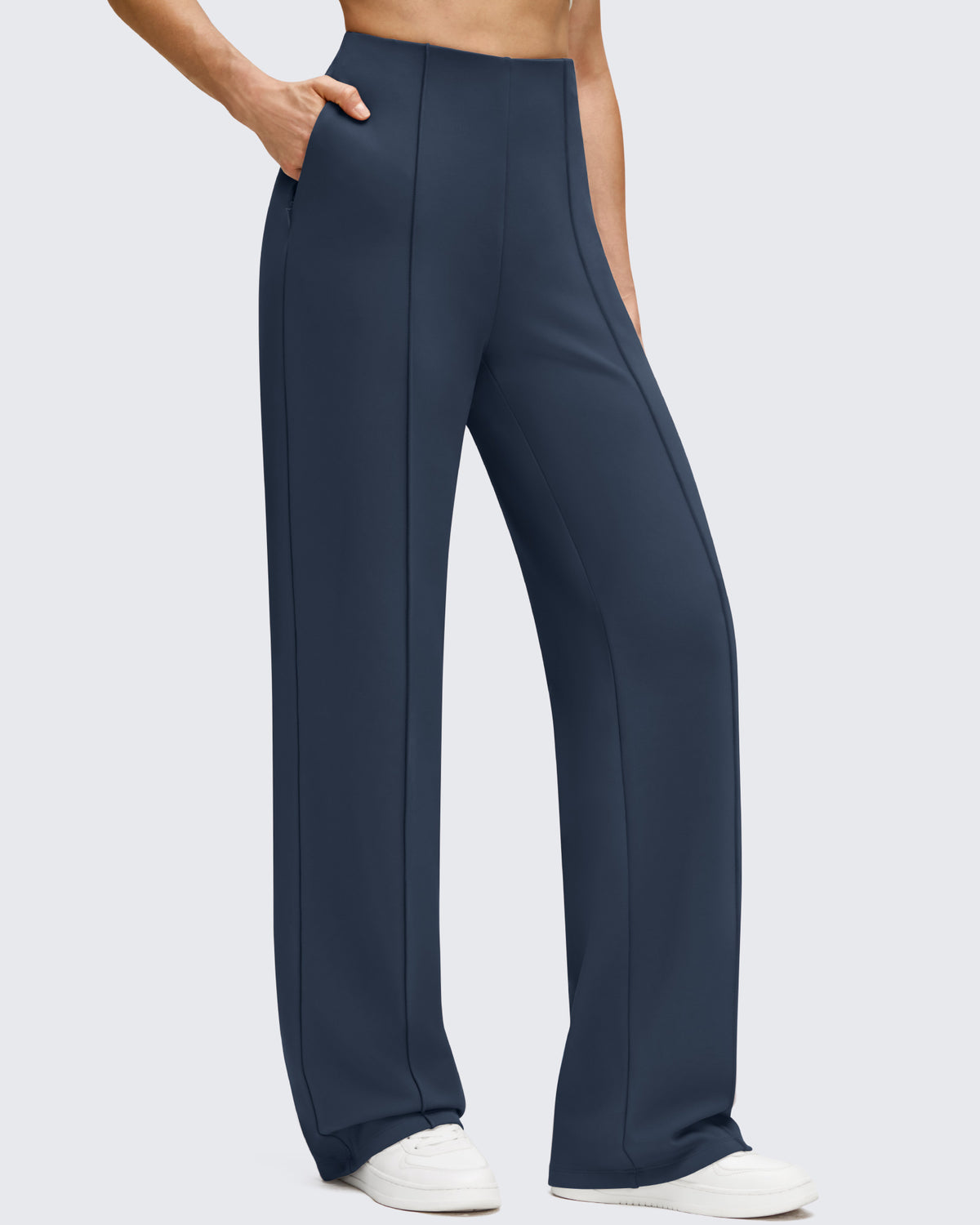 G4Free Activewear - Business Front Pleats Wide Leg Fleece Lined Pants -GF25J619AF-XS-GF25J620AF-XS-GF25J621AF-XS-GF25J619AA-S-GF25J620AA-S