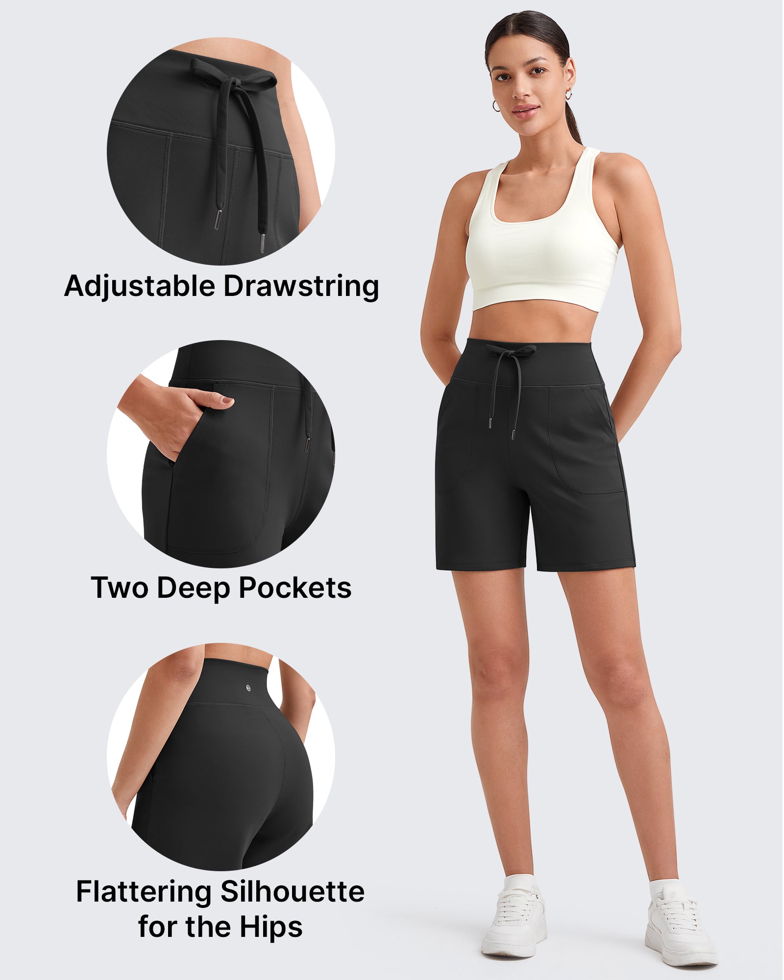 G4Free Activewear - EverGoing Bermuda Drawstring High-Waist Athletic Shorts -GF25E308AF-XS-GF25E308AA-S-GF25E308AB-M-GF25E308AC-L-GF25E308AD-XL