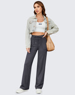 G4Free Activewear - EverGoing Business Casual High-Waist Wide Leg Pants 29 -GF23J189AF-XS-GF23J189AA-S-GF23J189AB-M-GF23J189AC-L-GF23J189AD-XL