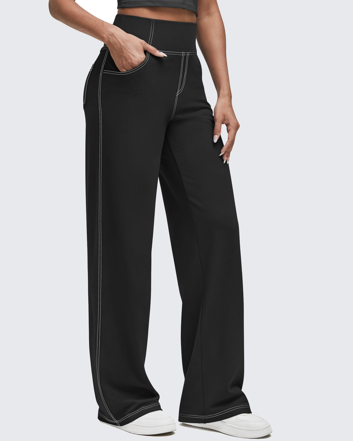 G4Free Activewear - EverGoing Contrast Stitch High-Waist Wide Leg Pants -GF25J581AA-S-GF25J582AA-S-GF25J583AA-S-GF25J581AB-M-GF25J582AB-M