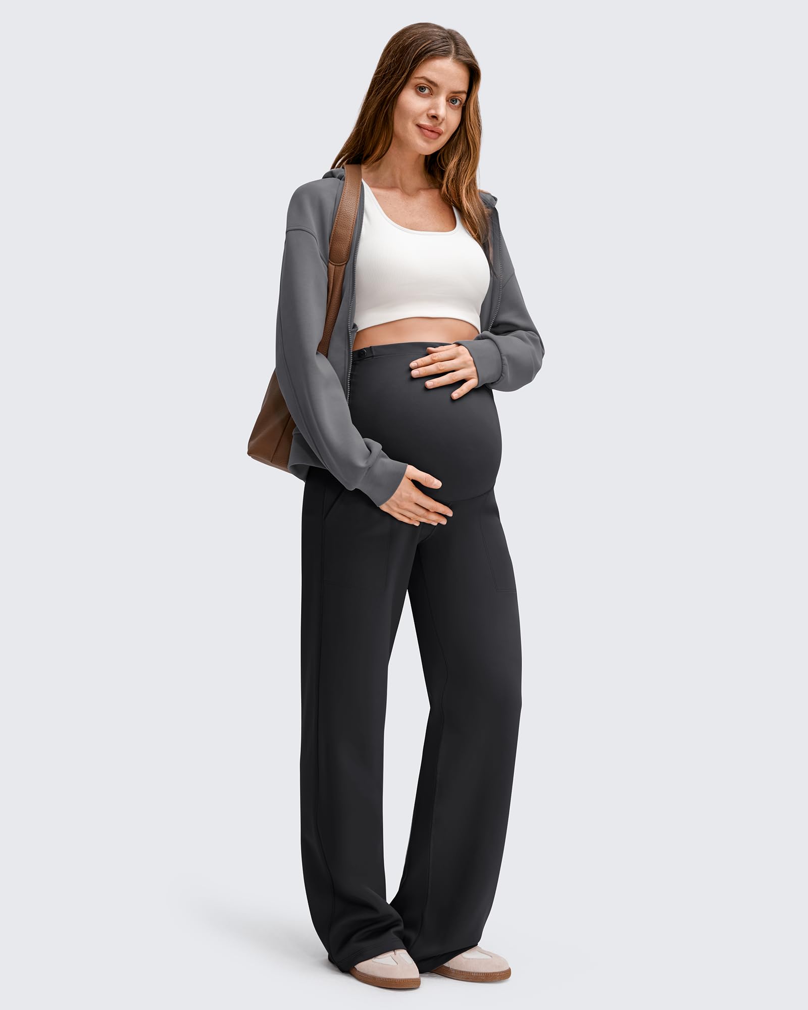G4Free Activewear - EverGoing Fleece Lined Maternity Wide Leg Pants -GF25JY599AF-XS-GF25JY600AF-XS-GF25JY601AF-XS-GF25JY599AA-S-GF25JY600AA-S