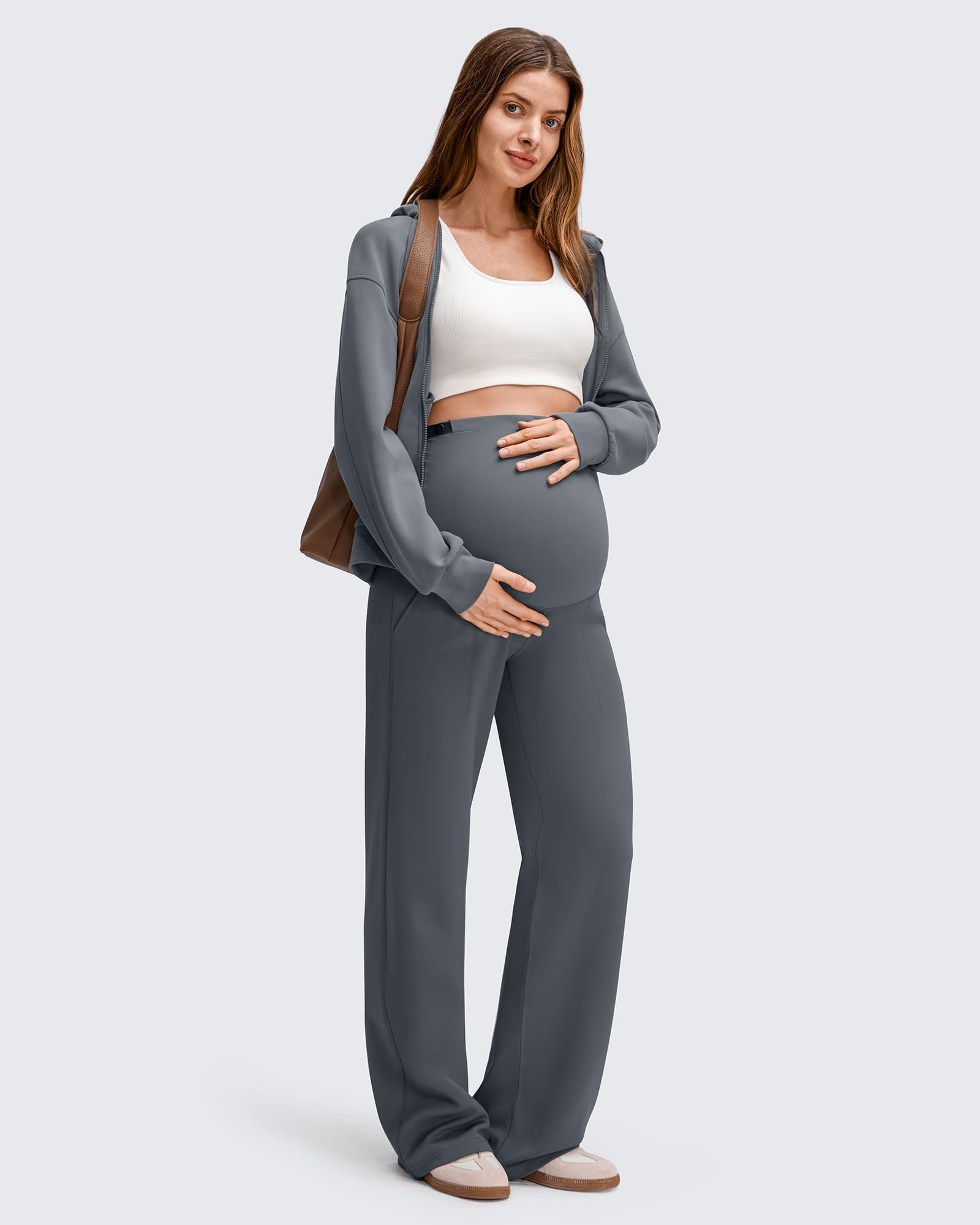 G4Free Activewear - EverGoing Fleece Lined Maternity Wide Leg Pants -GF25JY599AF-XS-GF25JY600AF-XS-GF25JY601AF-XS-GF25JY599AA-S-GF25JY600AA-S