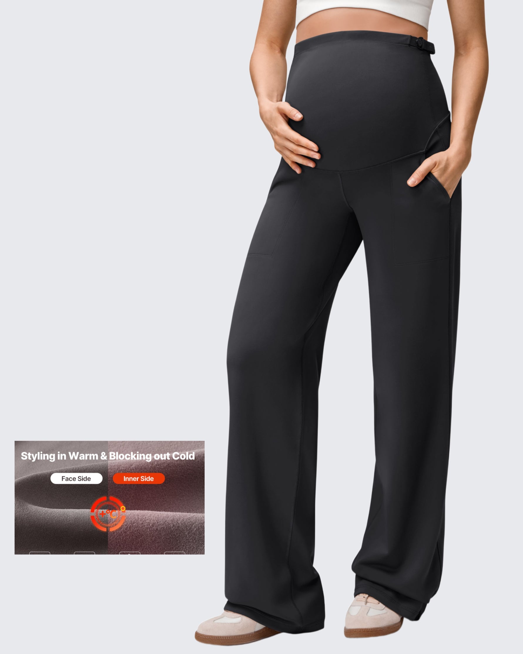 G4Free Activewear - EverGoing Fleece Lined Maternity Wide Leg Pants -GF25JY599AF-XS-GF25JY600AF-XS-GF25JY601AF-XS-GF25JY599AA-S-GF25JY600AA-S