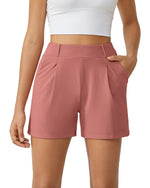 G4Free Activewear - EverGoing High-Waist Belted Pleated Casual Dressy Shorts -GF24E200AF-XS-GF24E200AA-S-GF24E200AB-M-GF24E200AC-L-GF24E200AD-XL