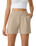G4Free Activewear - EverGoing High-Waist Belted Pleated Casual Dressy Shorts -GF24E200AF-XS-GF24E200AA-S-GF24E200AB-M-GF24E200AC-L-GF24E200AD-XL