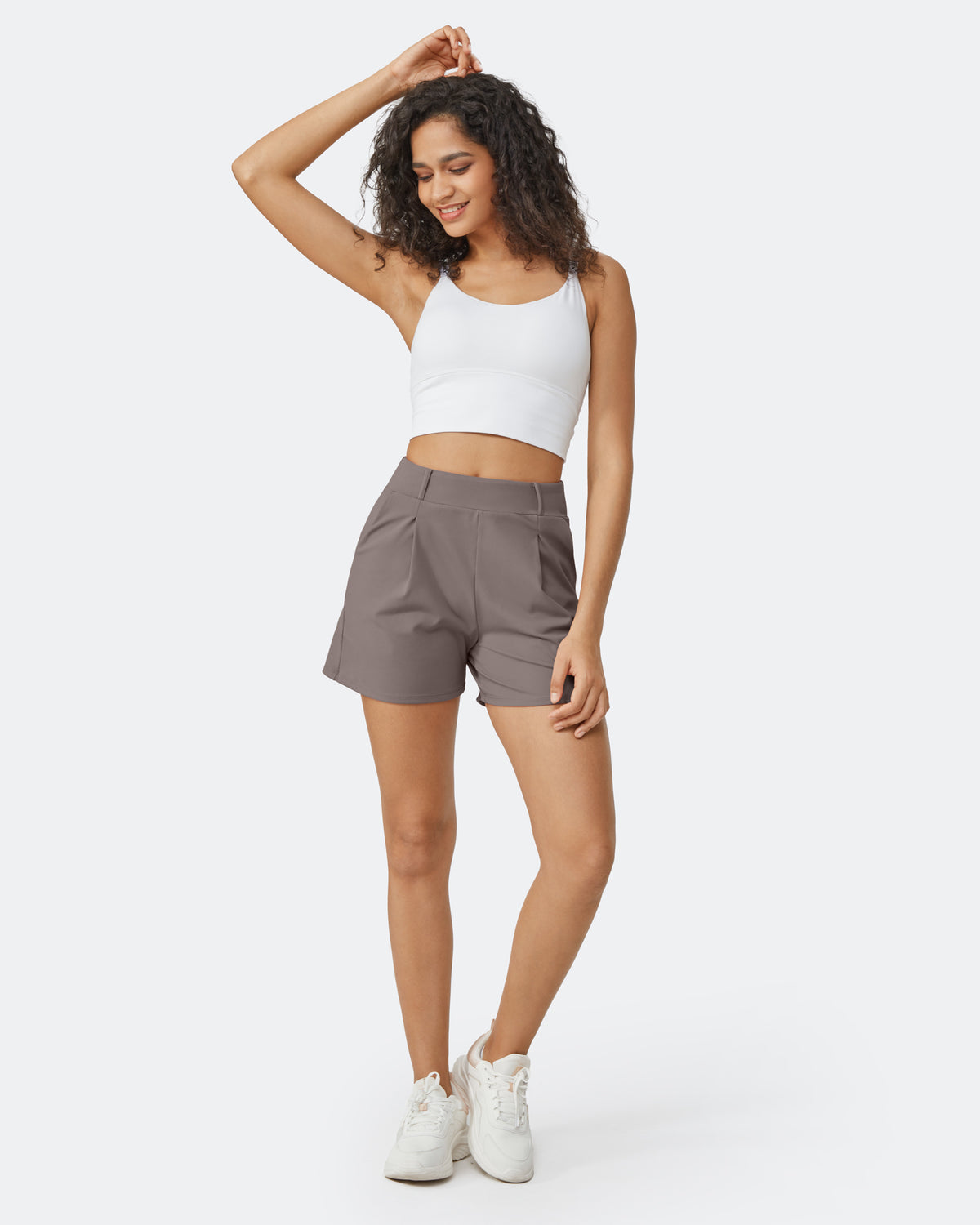 G4Free Activewear - EverGoing High-Waist Belted Pleated Casual Dressy Shorts -GF24E200AF-XS-GF24E200AA-S-GF24E200AB-M-GF24E200AC-L-GF24E200AD-XL