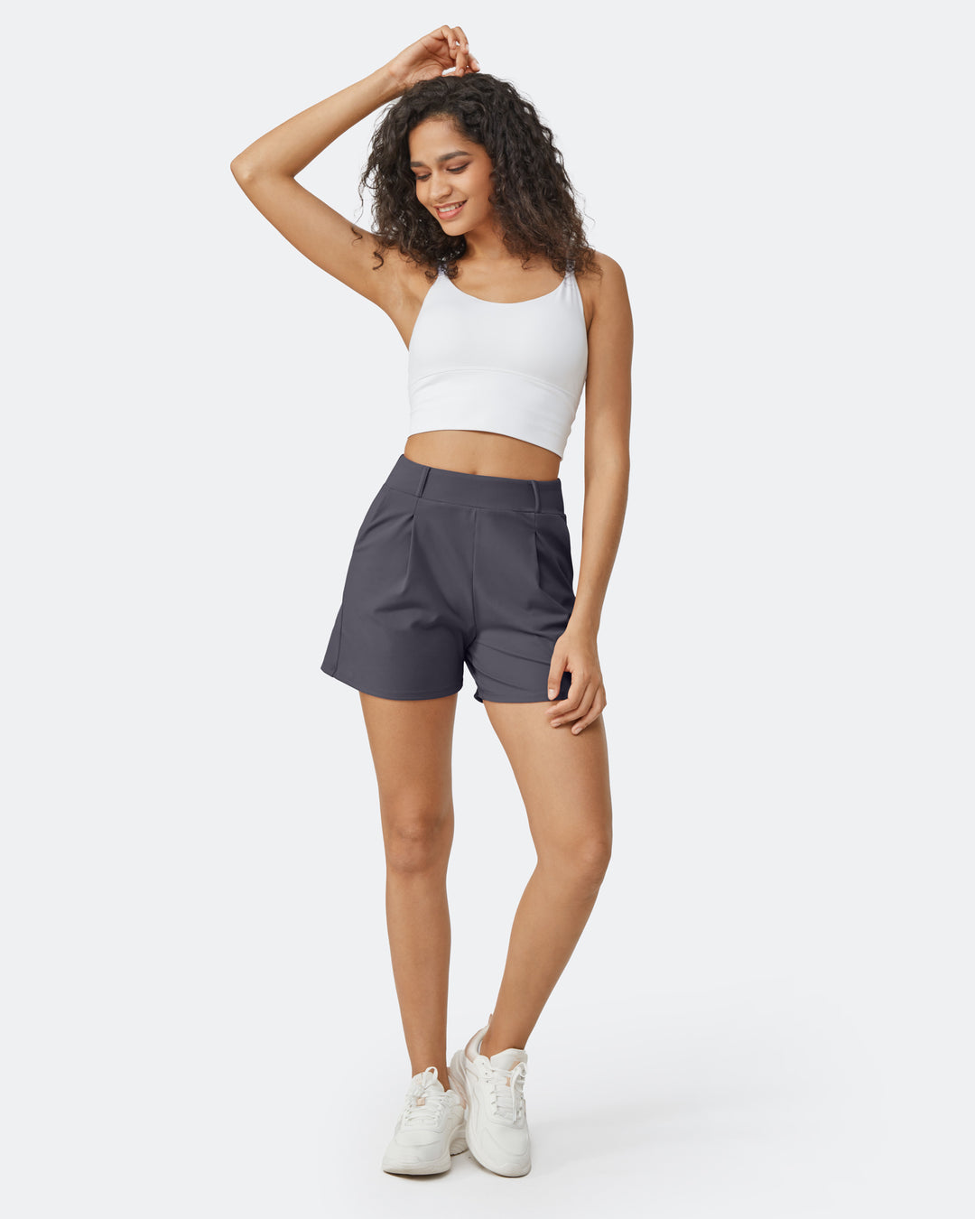 G4Free Activewear - EverGoing High-Waist Belted Pleated Casual Dressy Shorts -GF24E200AF-XS-GF24E200AA-S-GF24E200AB-M-GF24E200AC-L-GF24E200AD-XL