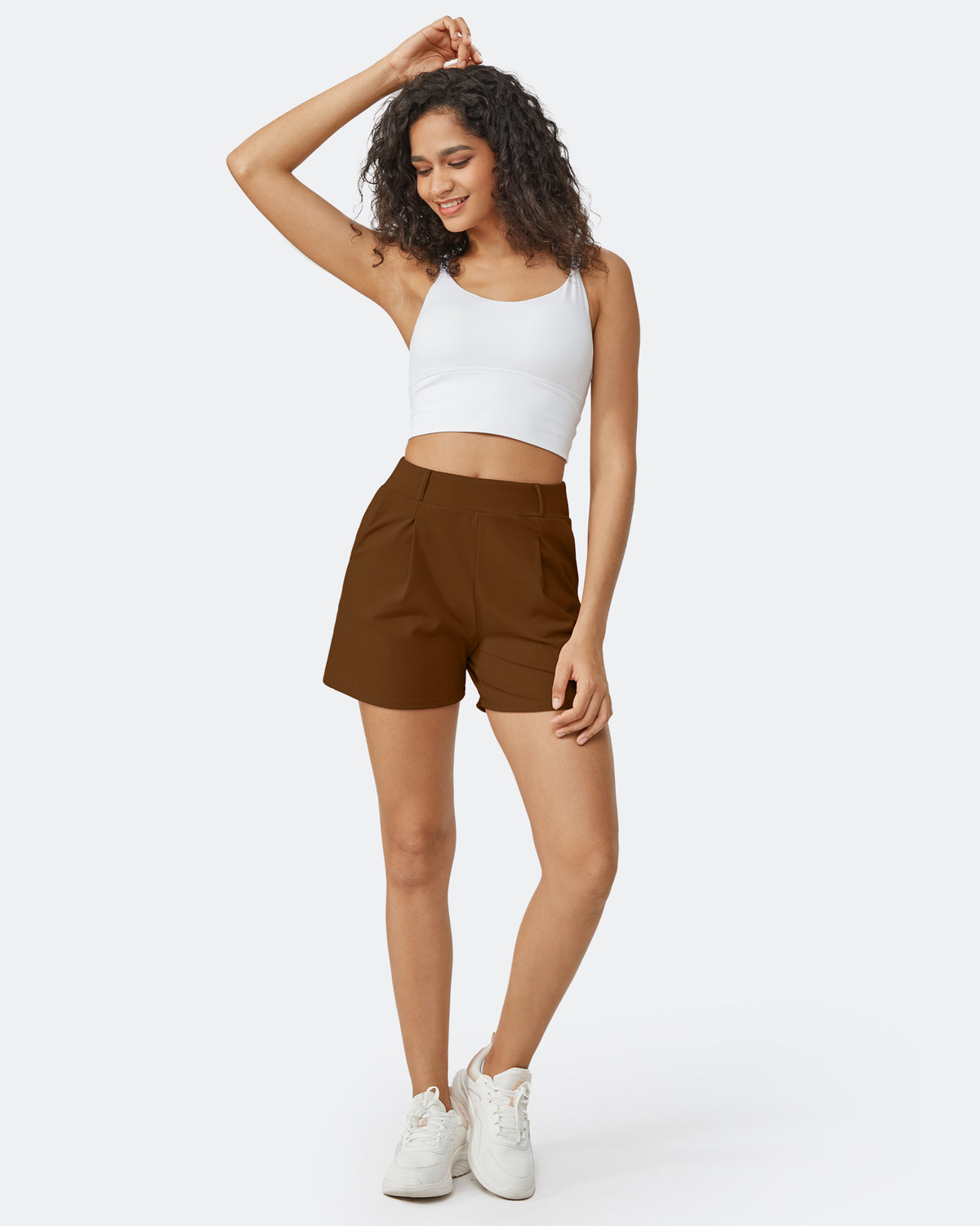 G4Free Activewear - EverGoing High-Waist Belted Pleated Casual Dressy Shorts -GF24E200AF-XS-GF24E200AA-S-GF24E200AB-M-GF24E200AC-L-GF24E200AD-XL