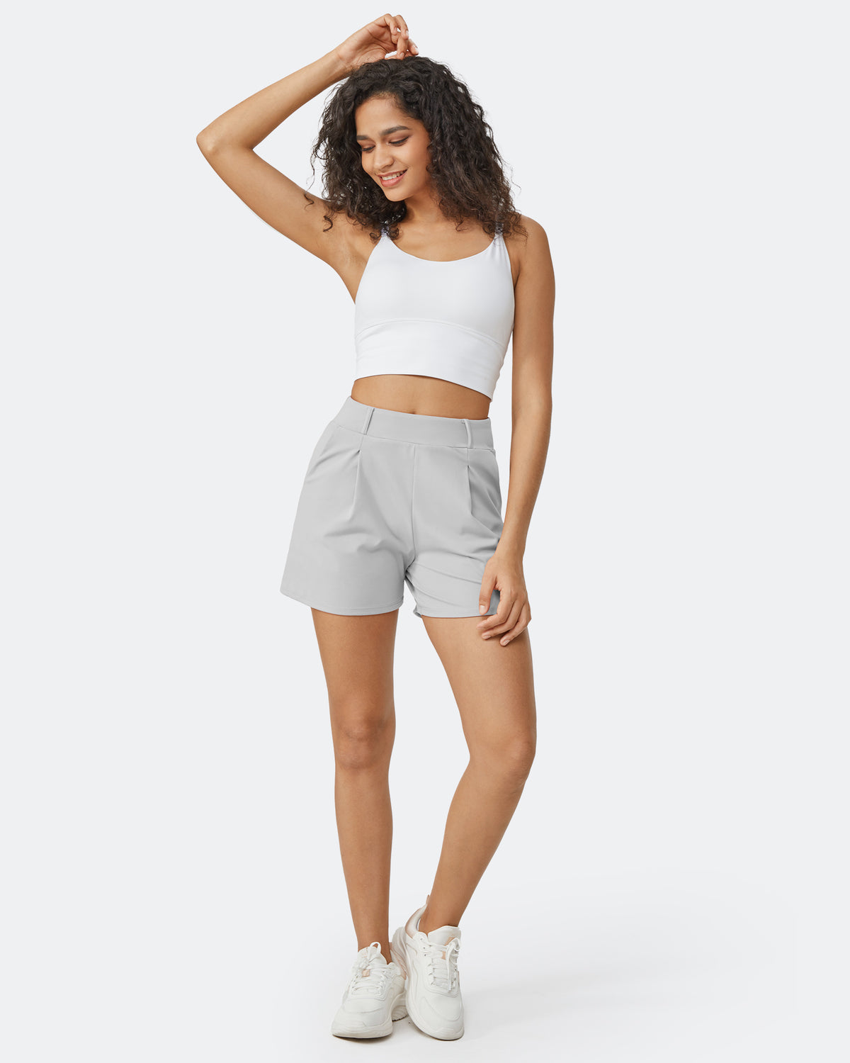 G4Free Activewear - EverGoing High-Waist Belted Pleated Casual Dressy Shorts -GF24E200AF-XS-GF24E200AA-S-GF24E200AB-M-GF24E200AC-L-GF24E200AD-XL