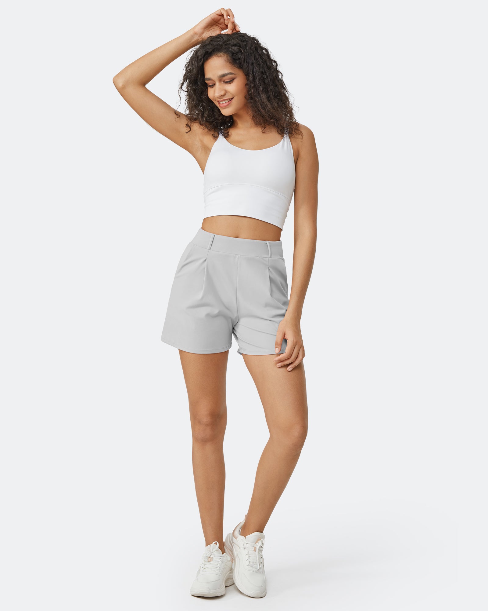 G4Free Activewear - EverGoing High-Waist Belted Pleated Casual Dressy Shorts -GF24E200AF-XS-GF24E200AA-S-GF24E200AB-M-GF24E200AC-L-GF24E200AD-XL