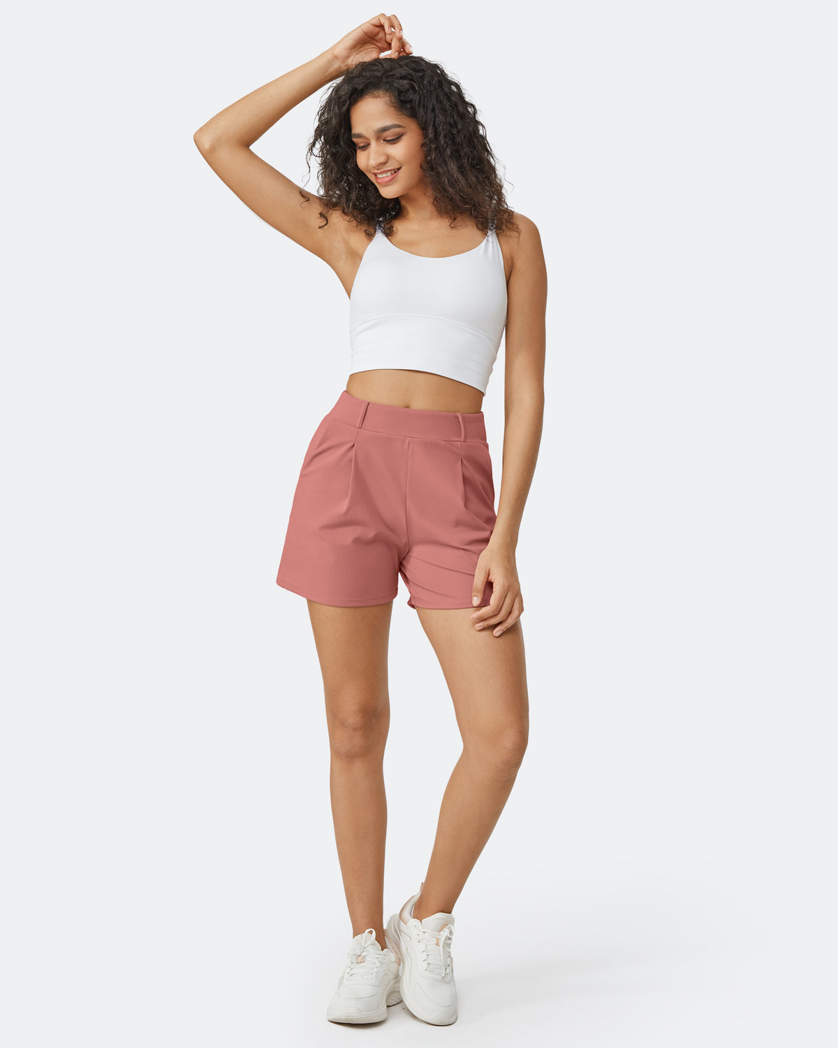 G4Free Activewear - EverGoing High-Waist Belted Pleated Casual Dressy Shorts -GF24E200AF-XS-GF24E200AA-S-GF24E200AB-M-GF24E200AC-L-GF24E200AD-XL