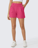 G4Free Activewear - EverGoing High-Waist Belted Pleated Casual Dressy Shorts -GF24E200AF-XS-GF24E200AA-S-GF24E200AB-M-GF24E200AC-L-GF24E200AD-XL