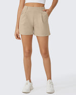 G4Free Activewear - EverGoing High-Waist Belted Pleated Casual Dressy Shorts -GF24E200AF-XS-GF24E200AA-S-GF24E200AB-M-GF24E200AC-L-GF24E200AD-XL