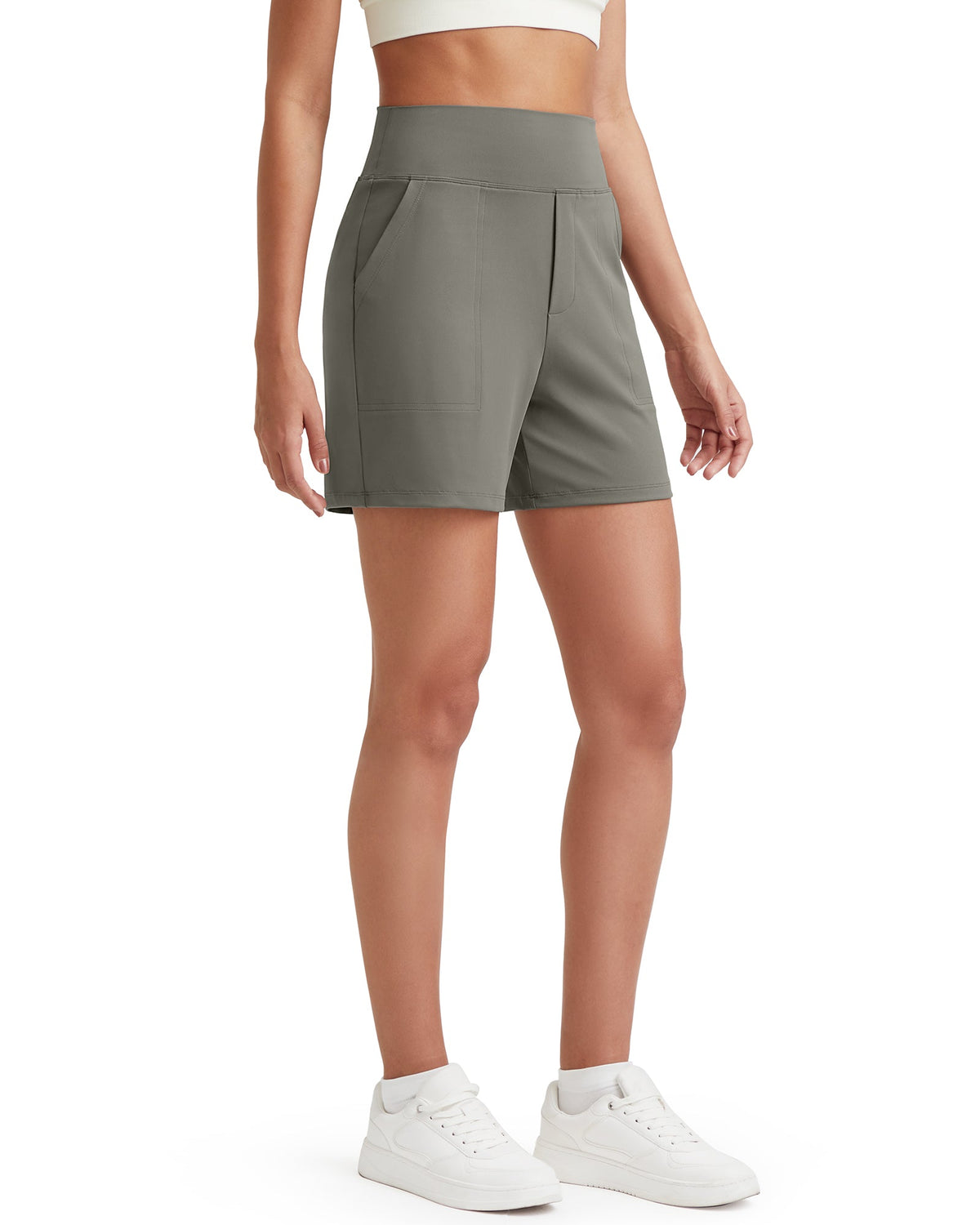 G4Free Activewear - EverGoing High-Waist Burmuda Athletic Shorts 5'' -GF25E342AF-XS-GF25E342AA-S-GF25E342AB-M-GF25E342AC-L-GF25E342AD-XL