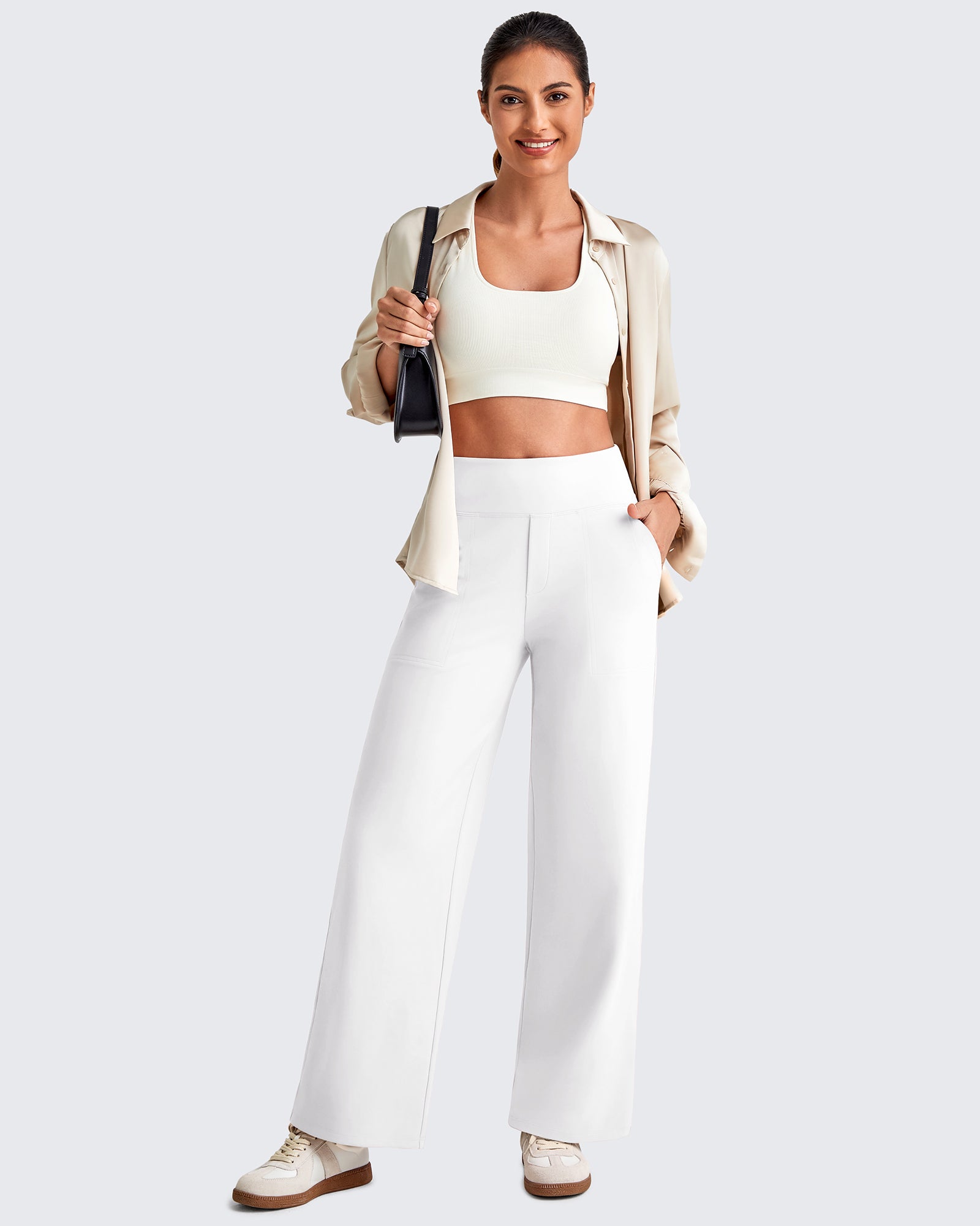 G4Free Activewear - EverGoing High Waist Stretch Dressy Cropped Pants 25.5'' -GF25J463DF-XS-GF25J463DA-S-GF25J463DB-M-GF25J463DC-L-GF25J463DD-XL