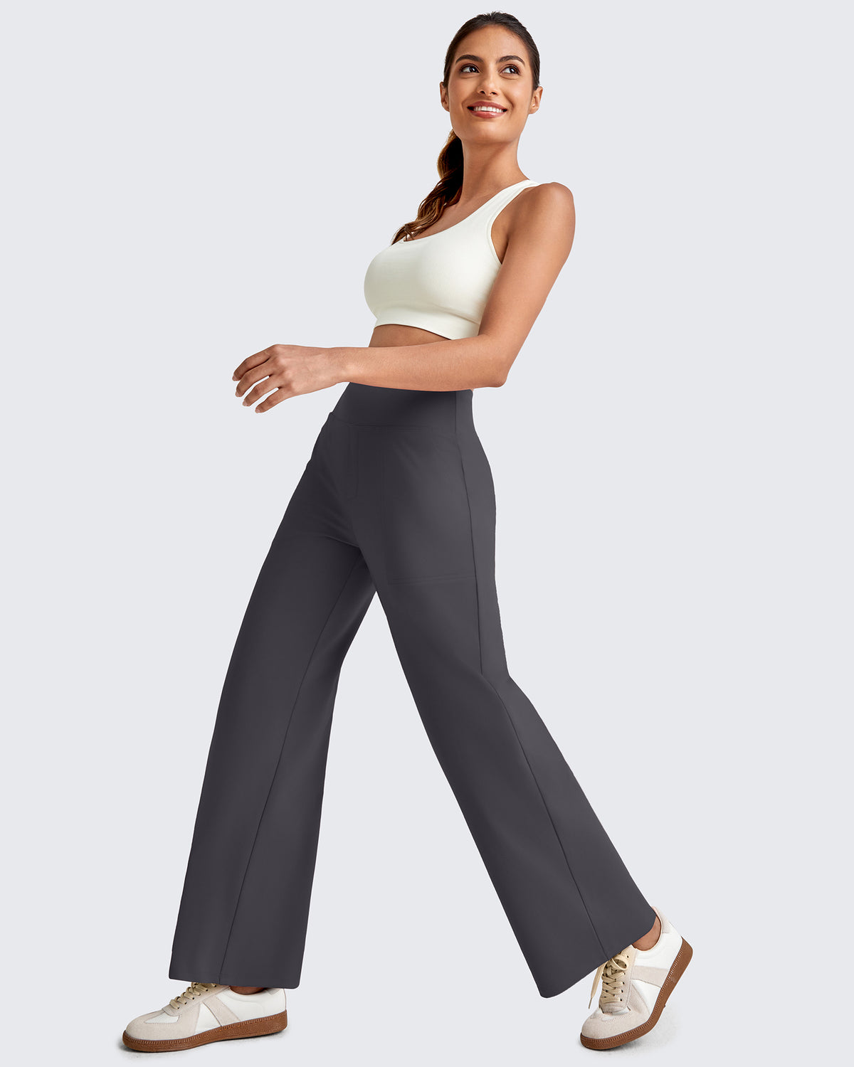G4Free Activewear - EverGoing High Waist Stretch Dressy Cropped Pants 25.5'' -GF25J463DF-XS-GF25J463DA-S-GF25J463DB-M-GF25J463DC-L-GF25J463DD-XL