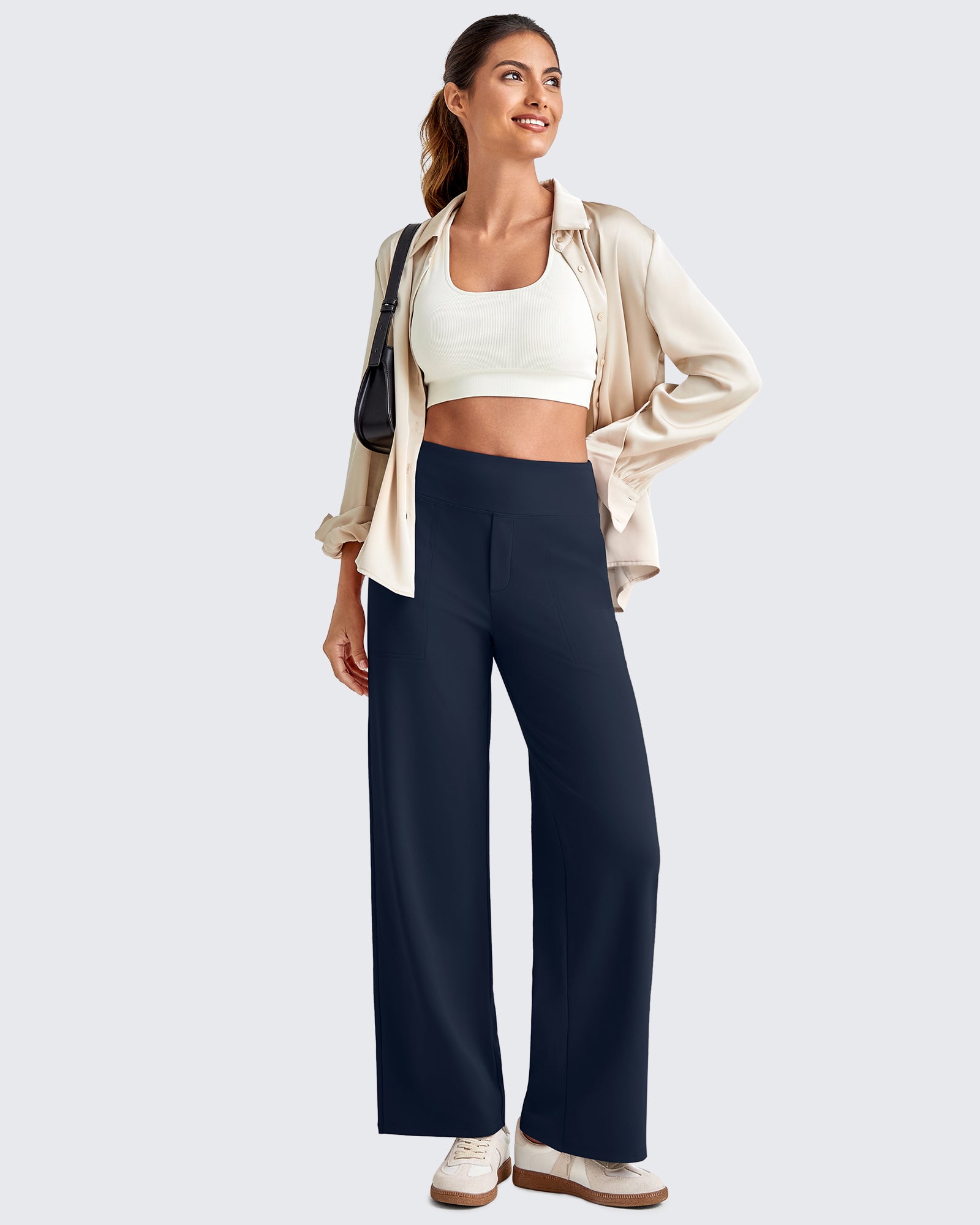 G4Free Activewear - EverGoing High Waist Stretch Dressy Cropped Pants 29.5'' -GF25J469AF-XS-GF25J469AA-S-GF25J469AB-M-GF25J469AC-L-GF25J469AD-XL