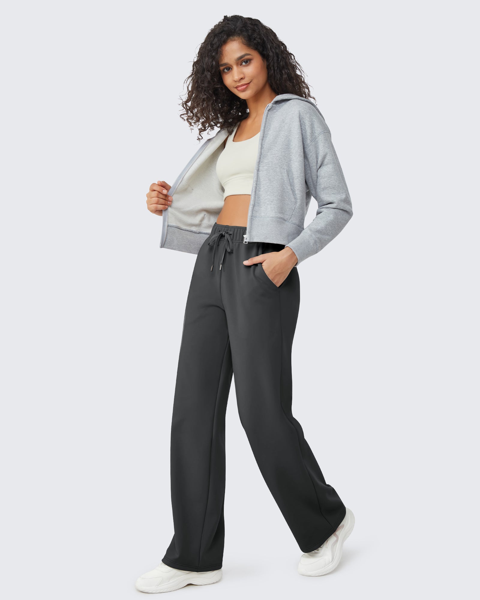 G4Free Activewear - EverGoing Loose Fleece Lined Drawstring Mid-Waist Casual Pants -GF23J163CA-S-GF23J164CA-S-GF23J165CA-S-GF23J163CB-M-GF23J164CB-M