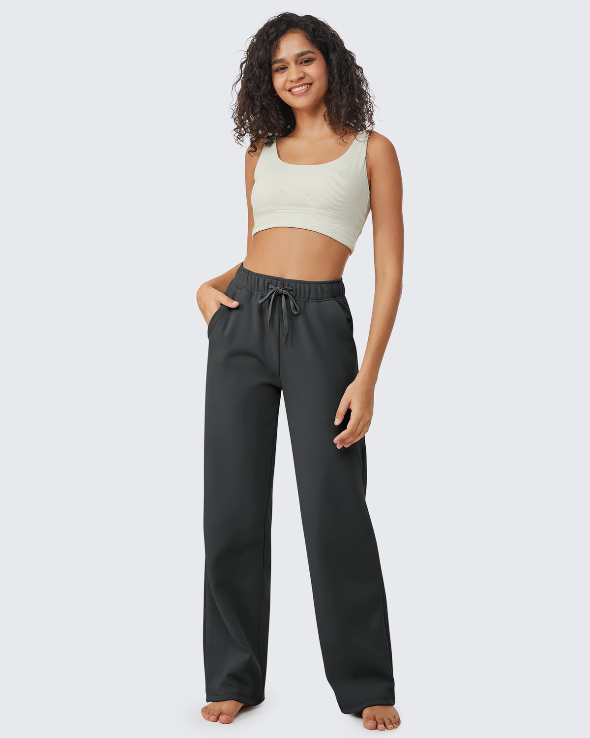 G4Free Activewear - EverGoing Loose Fleece Lined Drawstring Mid-Waist Casual Pants -GF23J163CA-S-GF23J164CA-S-GF23J165CA-S-GF23J163CB-M-GF23J164CB-M