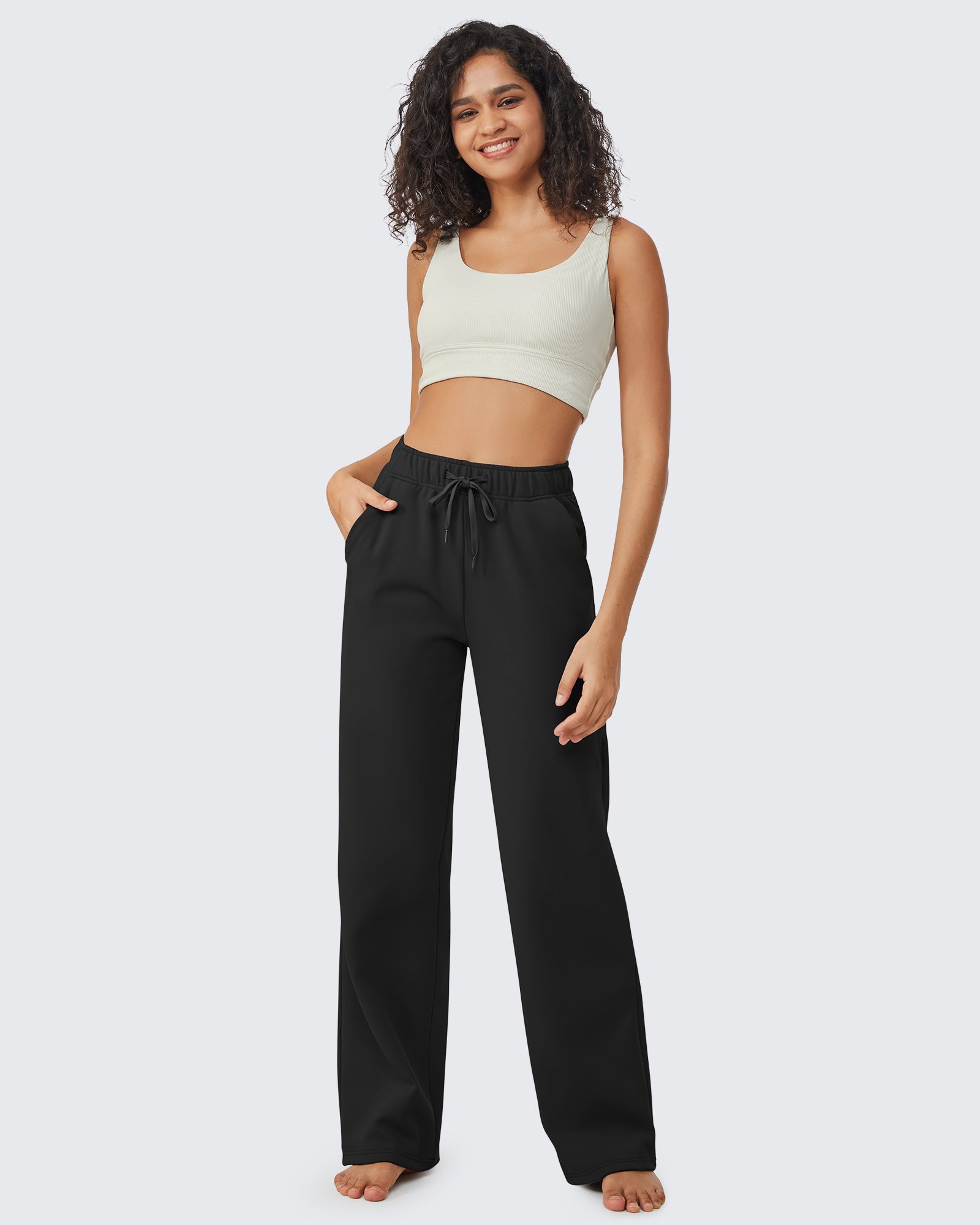 G4Free Activewear - EverGoing Loose Fleece Lined Drawstring Mid-Waist Casual Pants -GF23J163CA-S-GF23J164CA-S-GF23J165CA-S-GF23J163CB-M-GF23J164CB-M
