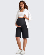 G4Free Activewear - EverGoing Maternity Athletic Bermuda Shorts 12'' -GF25EY508AA-S-GF25EY508AB-M-GF25EY508AC-L-GF25EY508AD-XL-GF25EY508AE-XXL