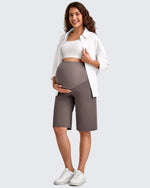 G4Free Activewear - EverGoing Maternity Athletic Bermuda Shorts 12'' -GF25EY508AA-S-GF25EY508AB-M-GF25EY508AC-L-GF25EY508AD-XL-GF25EY508AE-XXL