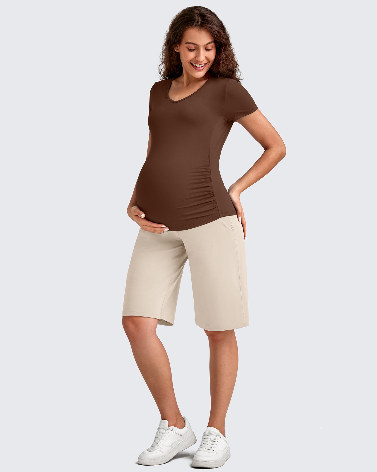 G4Free Activewear - EverGoing Maternity Athletic Bermuda Shorts 12'' -GF25EY508AA-S-GF25EY508AB-M-GF25EY508AC-L-GF25EY508AD-XL-GF25EY508AE-XXL