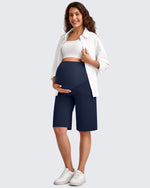 G4Free Activewear - EverGoing Maternity Athletic Bermuda Shorts 12'' -GF25EY508AA-S-GF25EY508AB-M-GF25EY508AC-L-GF25EY508AD-XL-GF25EY508AE-XXL