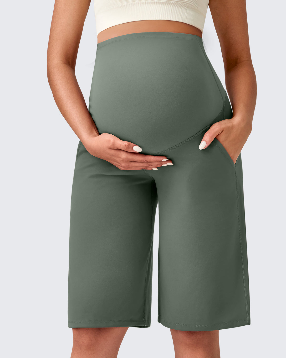 G4Free Activewear - EverGoing Maternity Athletic Bermuda Shorts 12'' -GF25EY508AA-S-GF25EY508AB-M-GF25EY508AC-L-GF25EY508AD-XL-GF25EY508AE-XXL