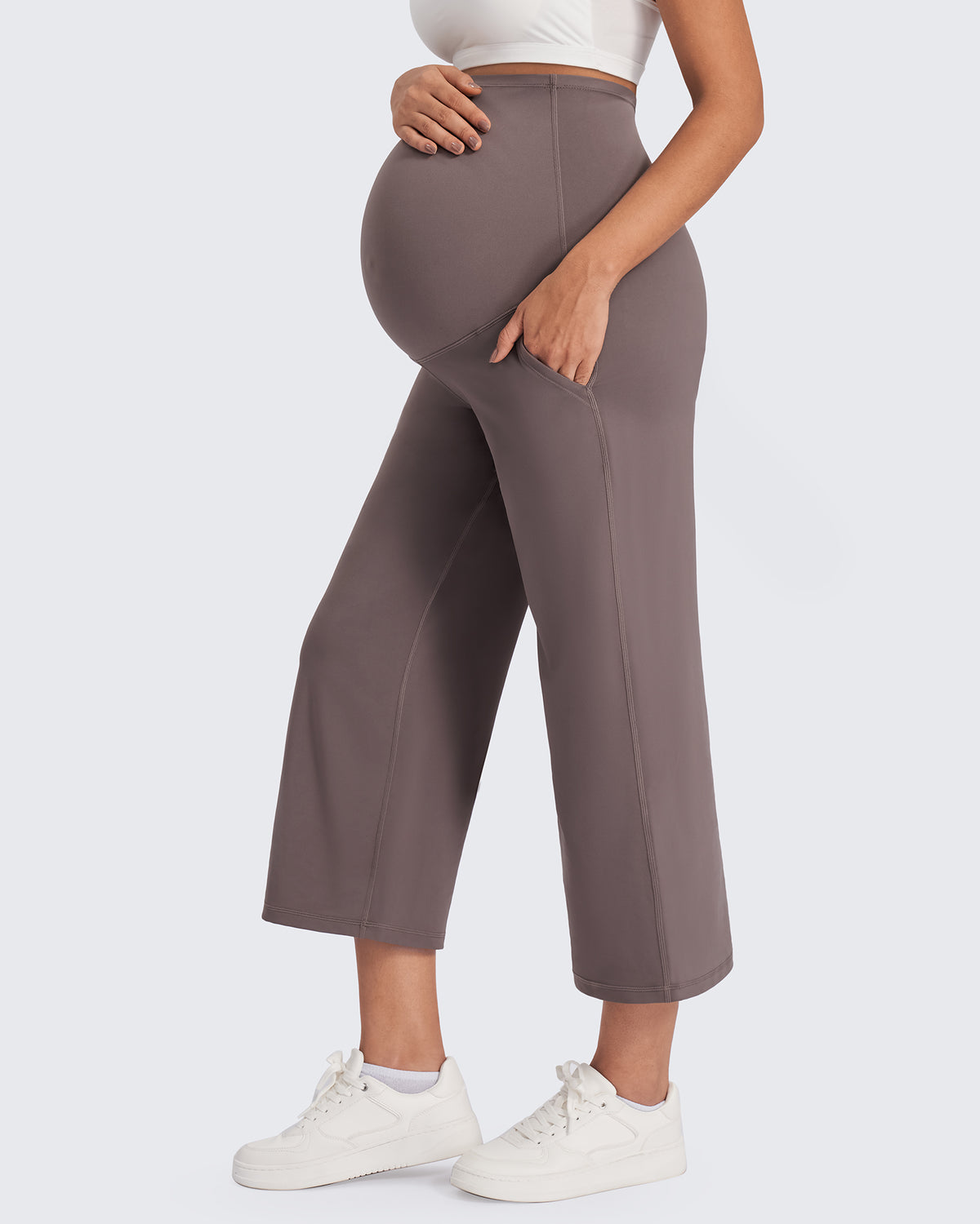 G4Free Activewear - EverGoing Maternity Capris Cropped Yoga Pants 21'' -GF25J307AA-S-GF25J307AB-M-GF25J307AC-L-GF25J307AD-XL-GF25J307AE-XXL