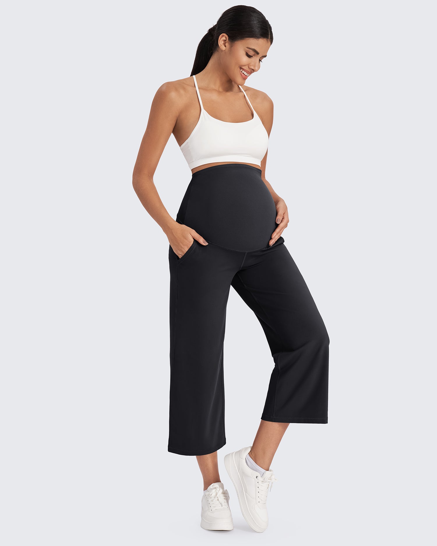 G4Free Activewear - EverGoing Maternity Capris Cropped Yoga Pants 21'' -GF25J307AA-S-GF25J307AB-M-GF25J307AC-L-GF25J307AD-XL-GF25J307AE-XXL