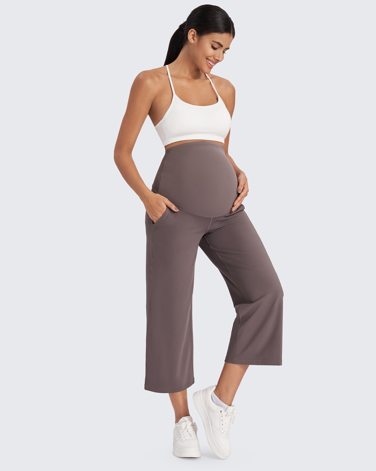 G4Free Activewear - EverGoing Maternity Capris Cropped Yoga Pants 21'' -GF25J307AA-S-GF25J307AB-M-GF25J307AC-L-GF25J307AD-XL-GF25J307AE-XXL