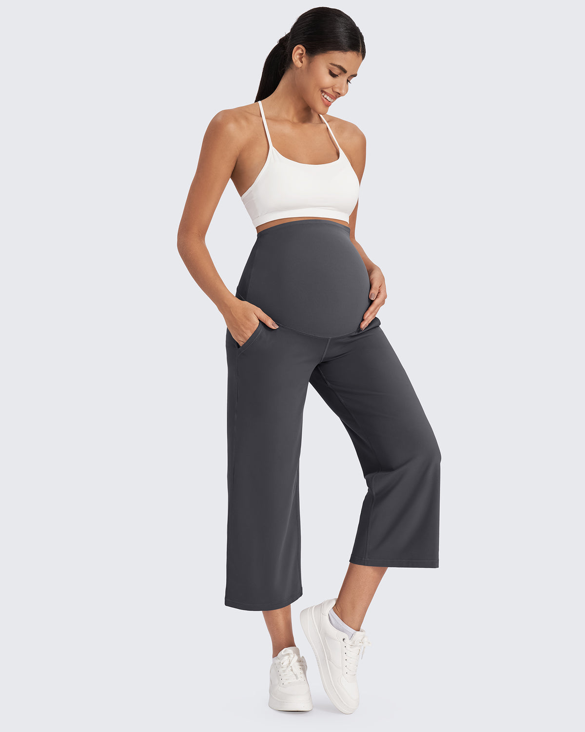 G4Free Activewear - EverGoing Maternity Capris Cropped Yoga Pants 21'' -GF25J307AA-S-GF25J307AB-M-GF25J307AC-L-GF25J307AD-XL-GF25J307AE-XXL