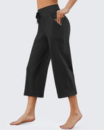 G4Free Activewear - EverGoing Wide Leg High-Rise Drawstring Capris Pants -GF24J218AF-XS-GF24J218AA-S-GF24J218AB-M-GF24J218AC-L-GF24J218AD-XL