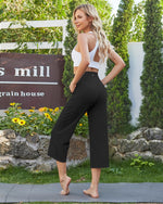 G4Free Activewear - EverGoing Wide Leg High-Rise Drawstring Capris Pants -GF24J218AF-XS-GF24J218AA-S-GF24J218AB-M-GF24J218AC-L-GF24J218AD-XL