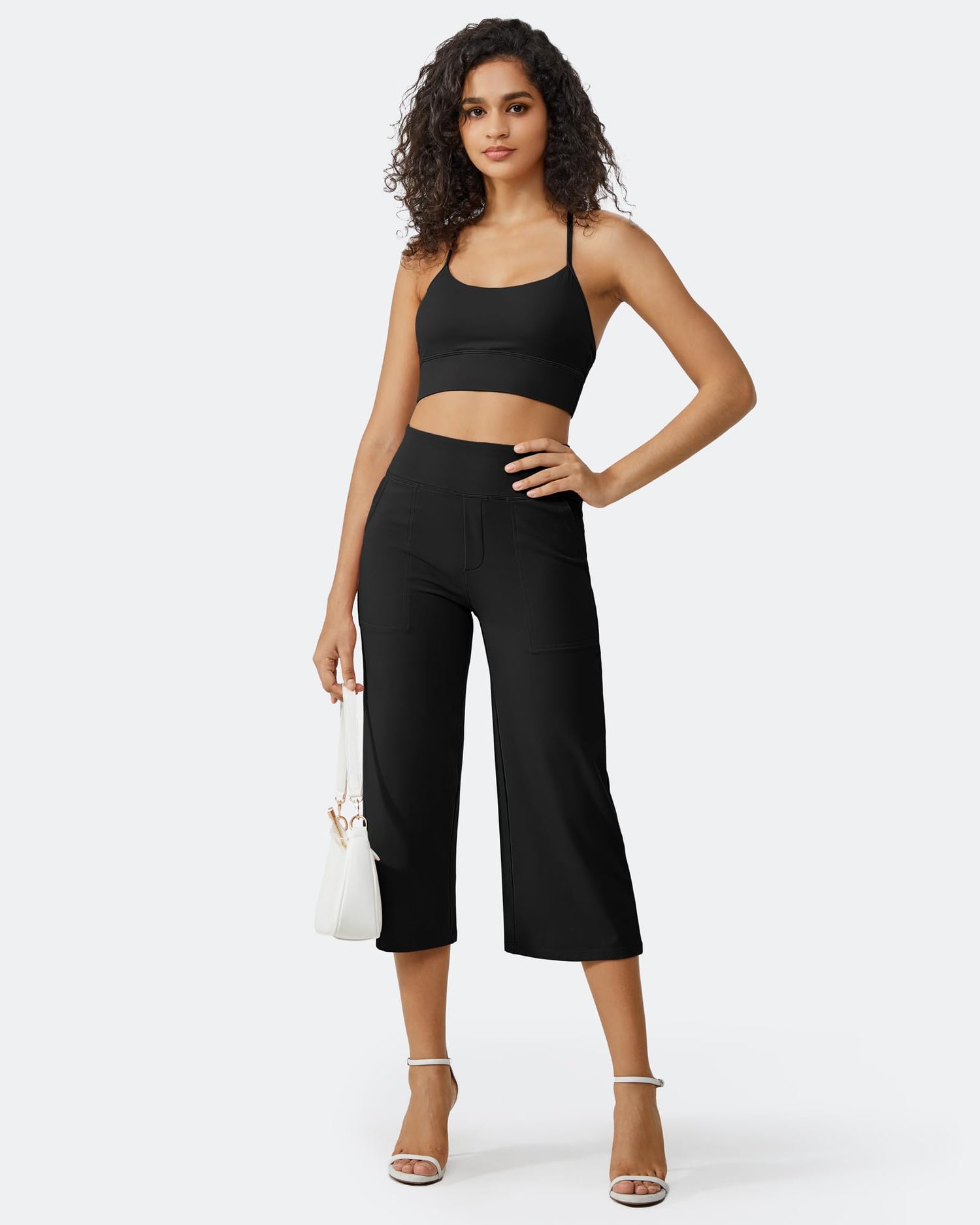 G4Free Activewear - EverGoing Wide Leg High-Waist Casual Capri Pants -GF24J197AA-S-GF24J197AB-M-GF24J197AC-L-GF24J197AD-XL-GF24J197AE-XXL