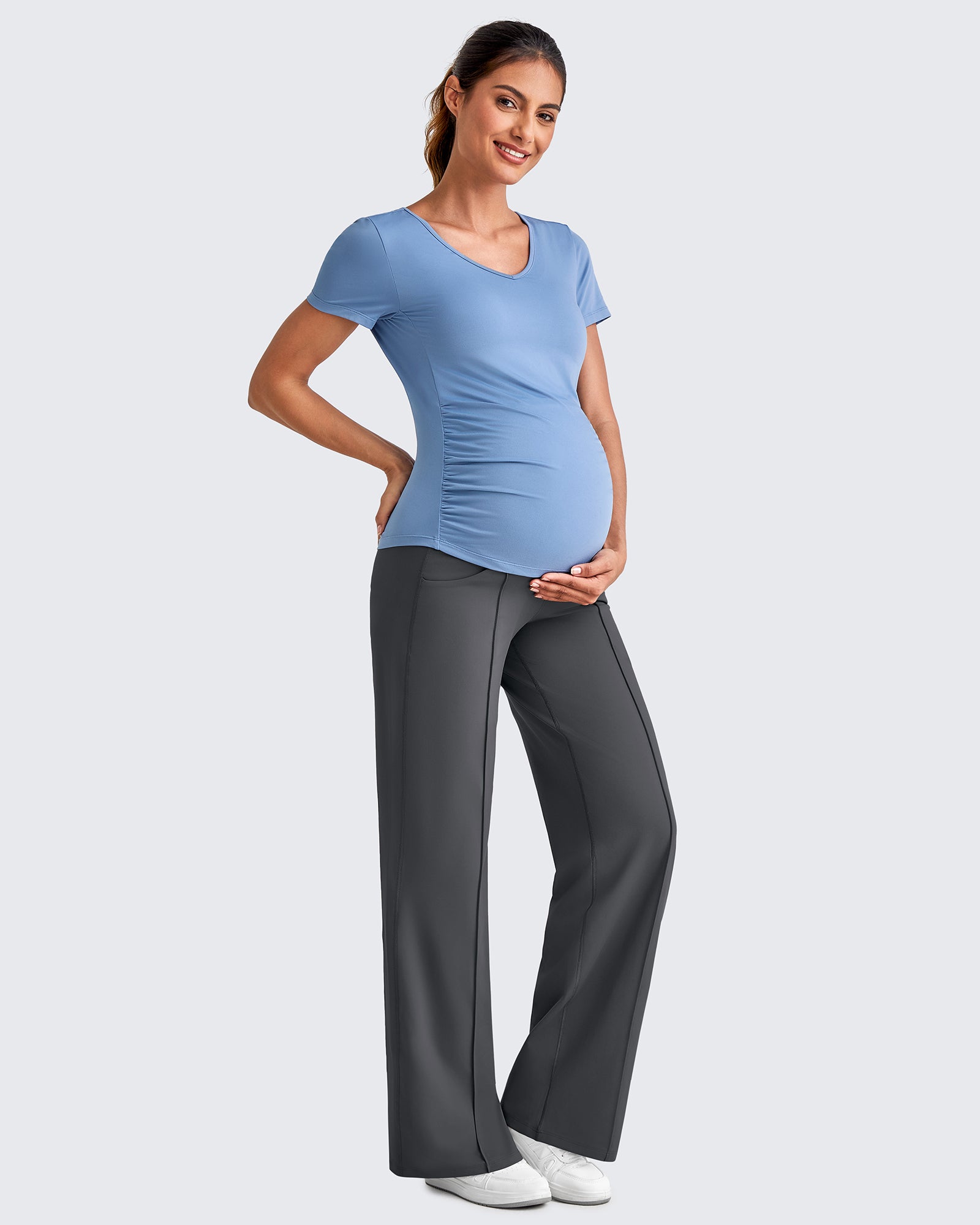 G4Free Activewear - EverGoing Wide Leg Pockets Front Pleats Maternity -GF25JY414AA-S-GF25JY449AA-S-GF25JY450AA-S-GF25JY414AB-M-GF25JY449AB-M